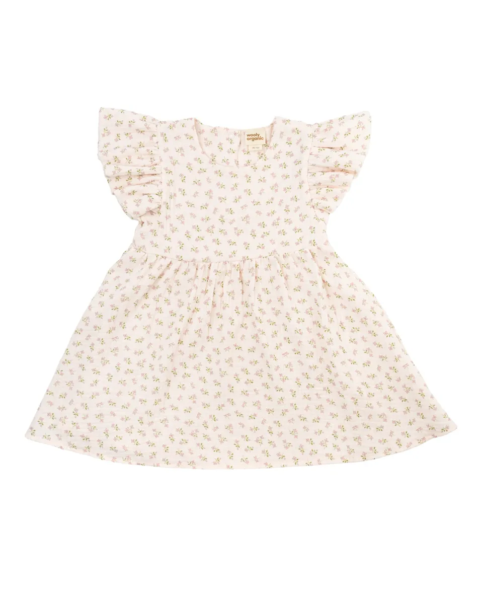 Woolly Organic SS27 Vestito Bambina Mussola Ali Bloom
