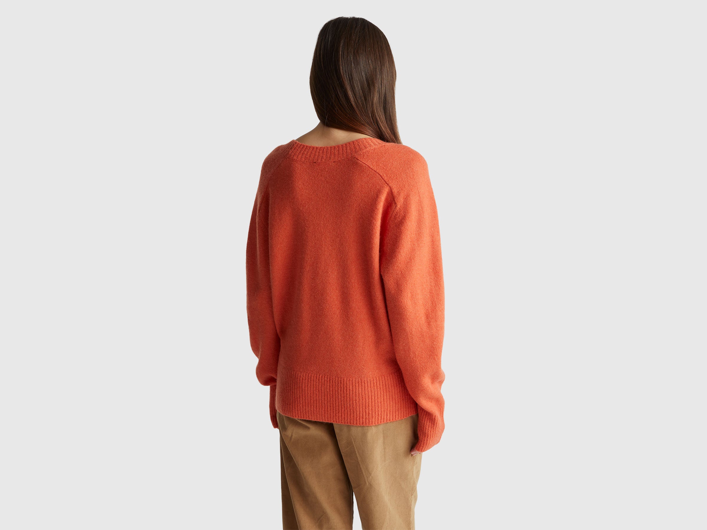 Benetton Oversize maglione caldo lana scollo V S