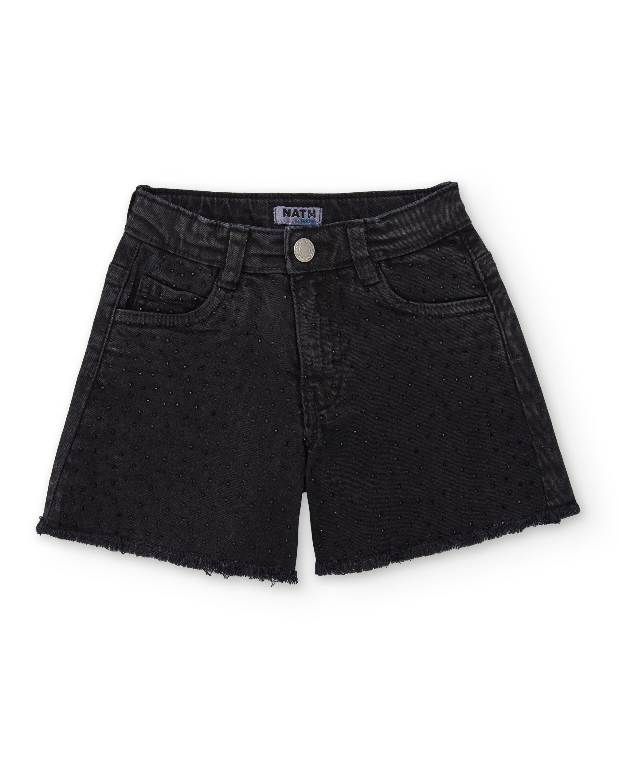 TucTuc Bermuda shorts bambina nero denim sfrangiato