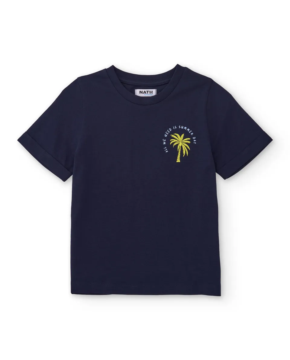 TucTuc Magliette T-Shirt Bambino Navy Palma Lime
