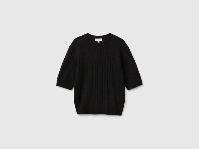 United Colors of Benetton Maglia lana trecce taglia M maniche corte