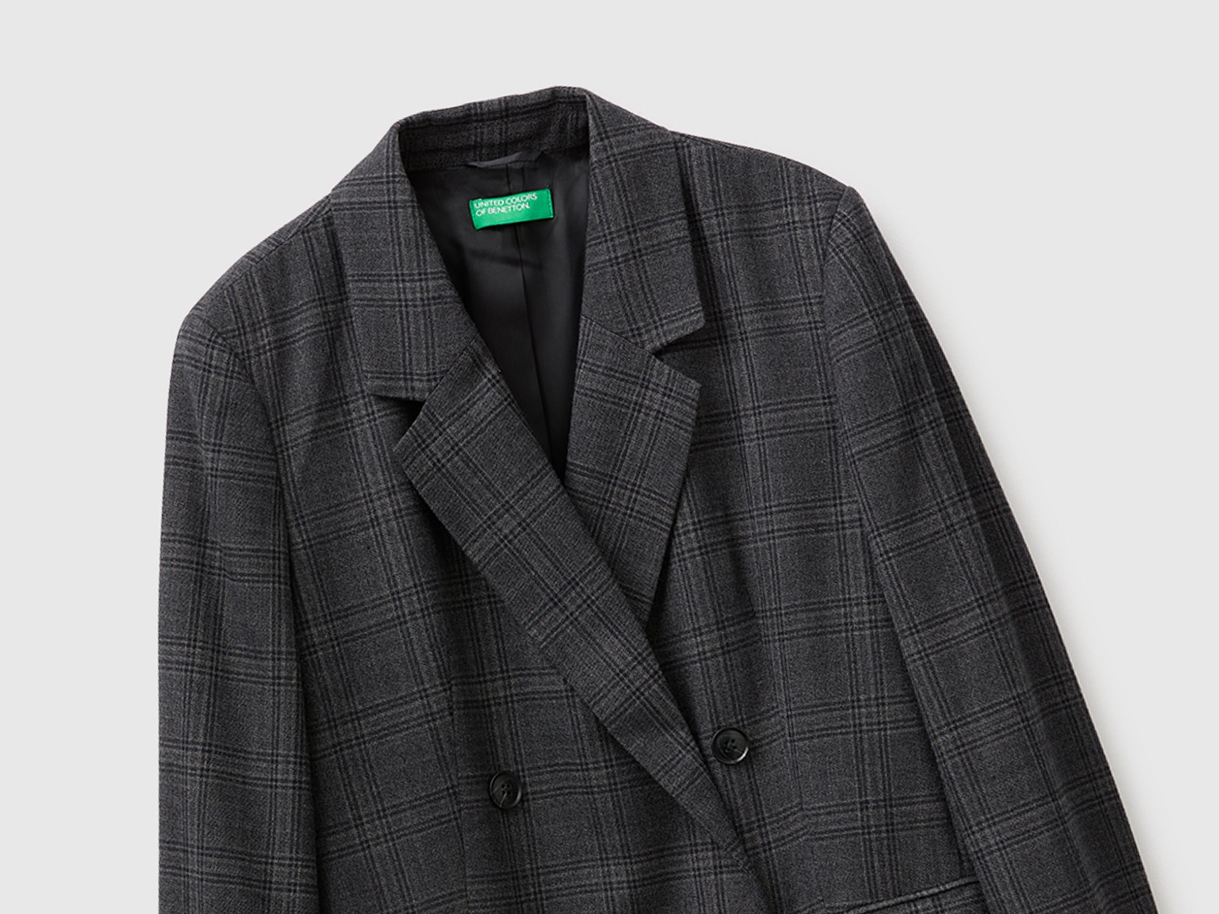 Benetton blazer tartan 44 doppiopetto viscosa revers