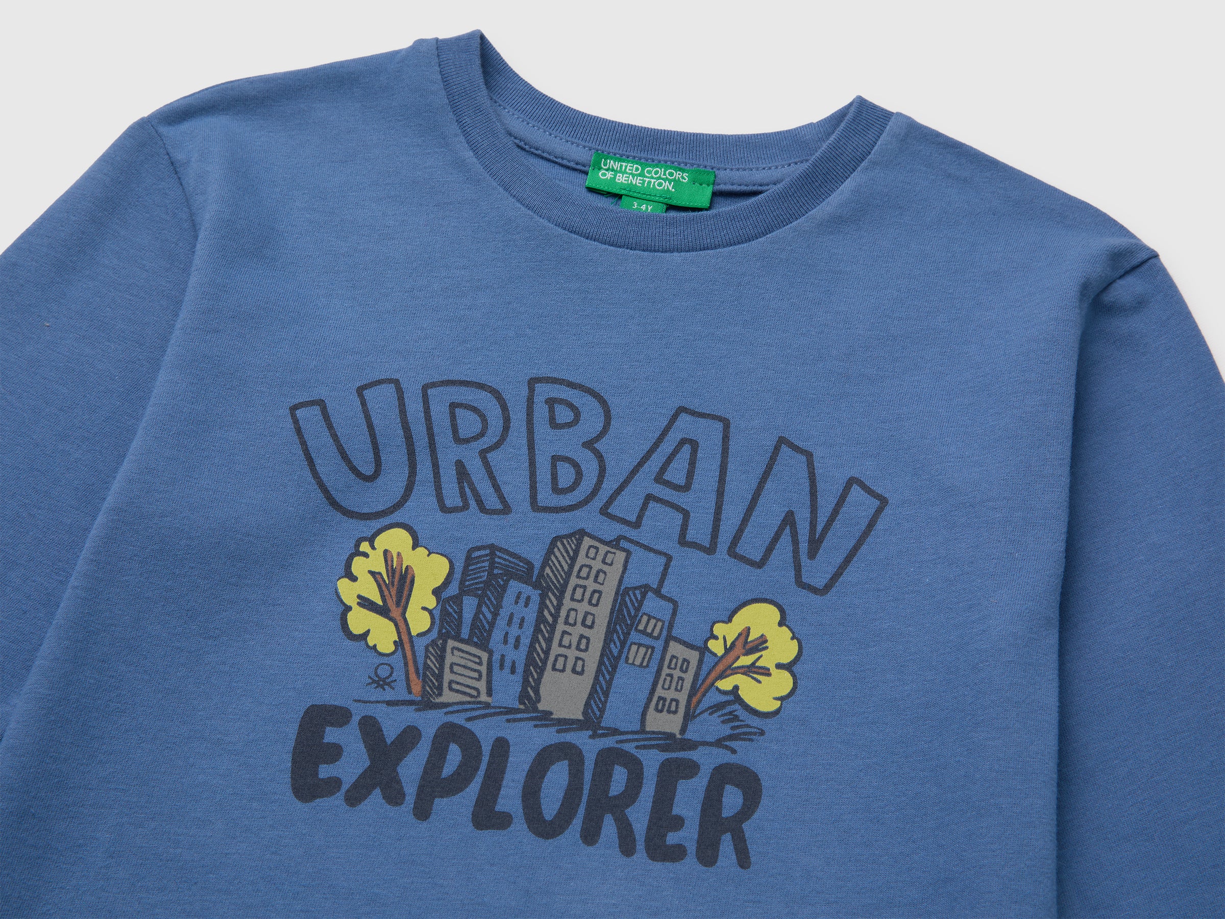 United Colors of Benetton T-shirt Cotone Bio Stampa Manica Lunga 82-116