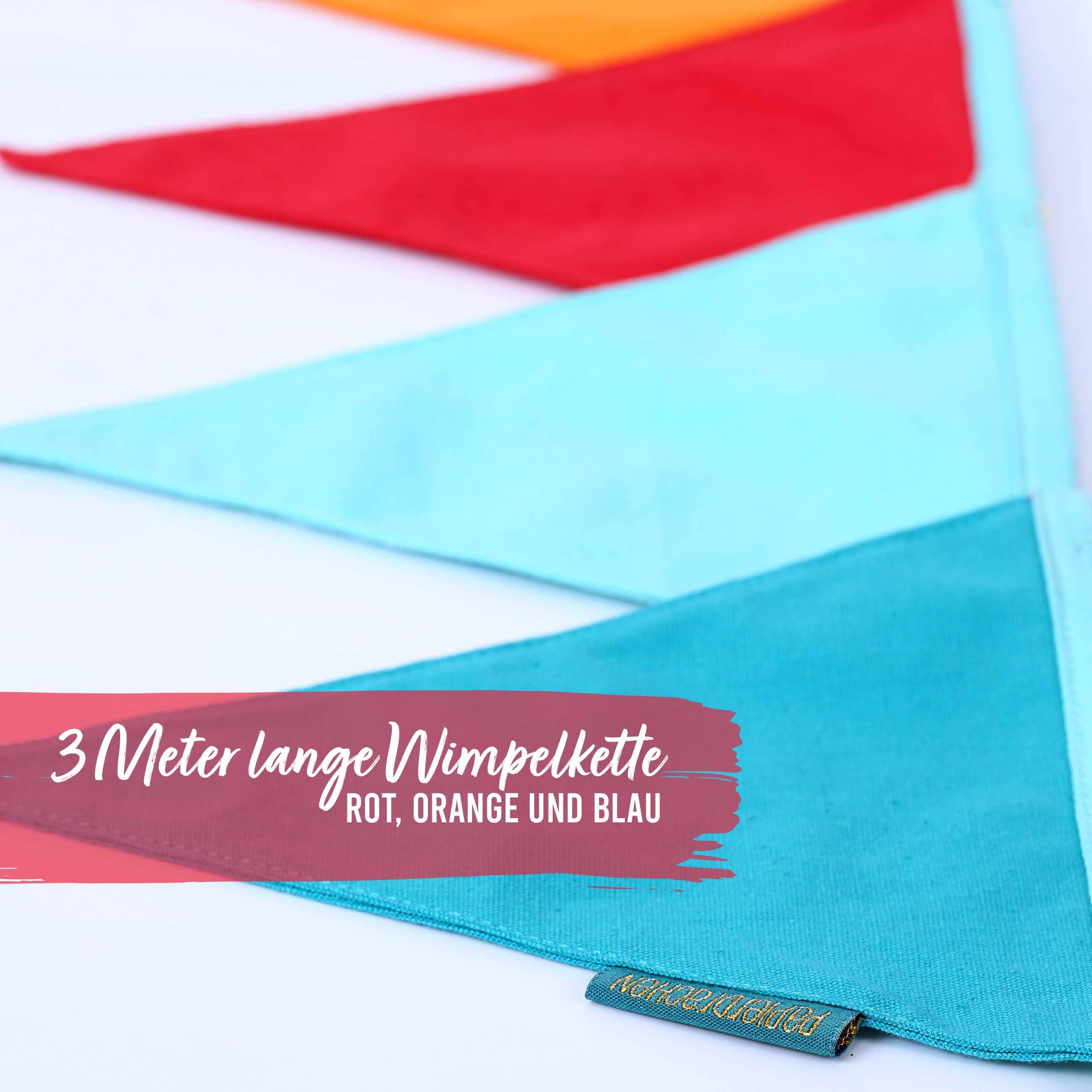 Papierdrachen Ghirlanda Tessuto Azzurro Arancione 3 m