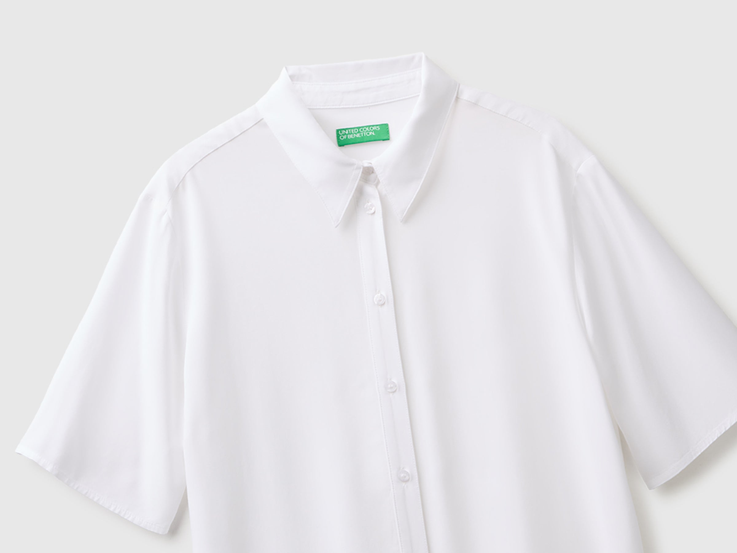 United Colors of Benetton Camicia Viscosa Manica 3/4 Tinta Unita