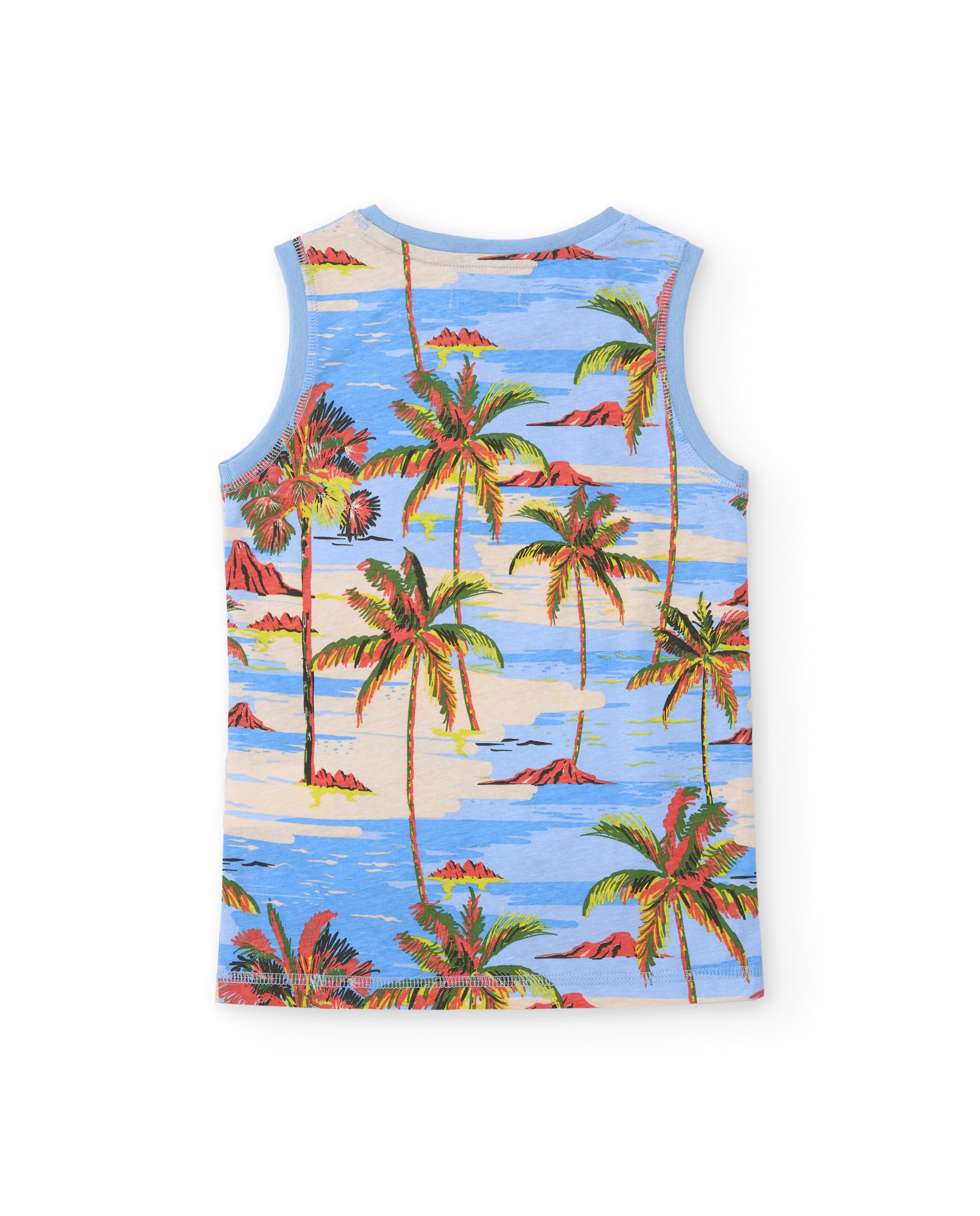 TucTuc Magliette canottiera bambino cotone blu stampa tropicale