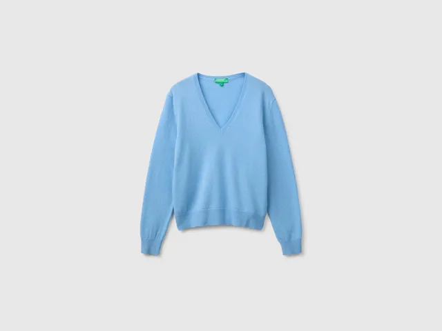 Benetton Sweaters and Jumpers Maglione Lana Merino Azzurro
