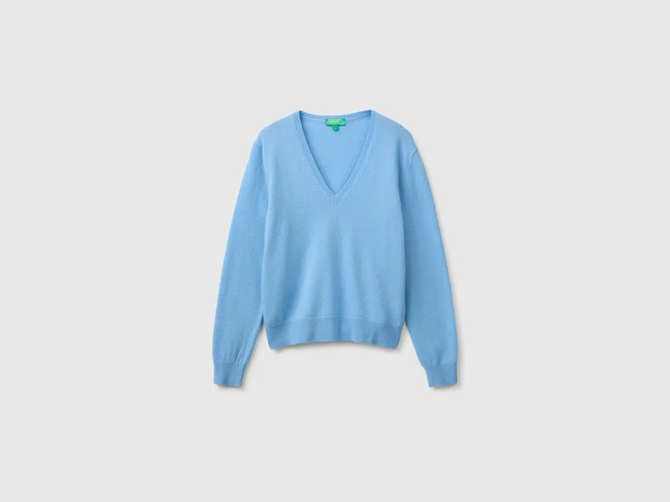 Benetton Sweaters and Jumpers Maglione Lana Merino Azzurro