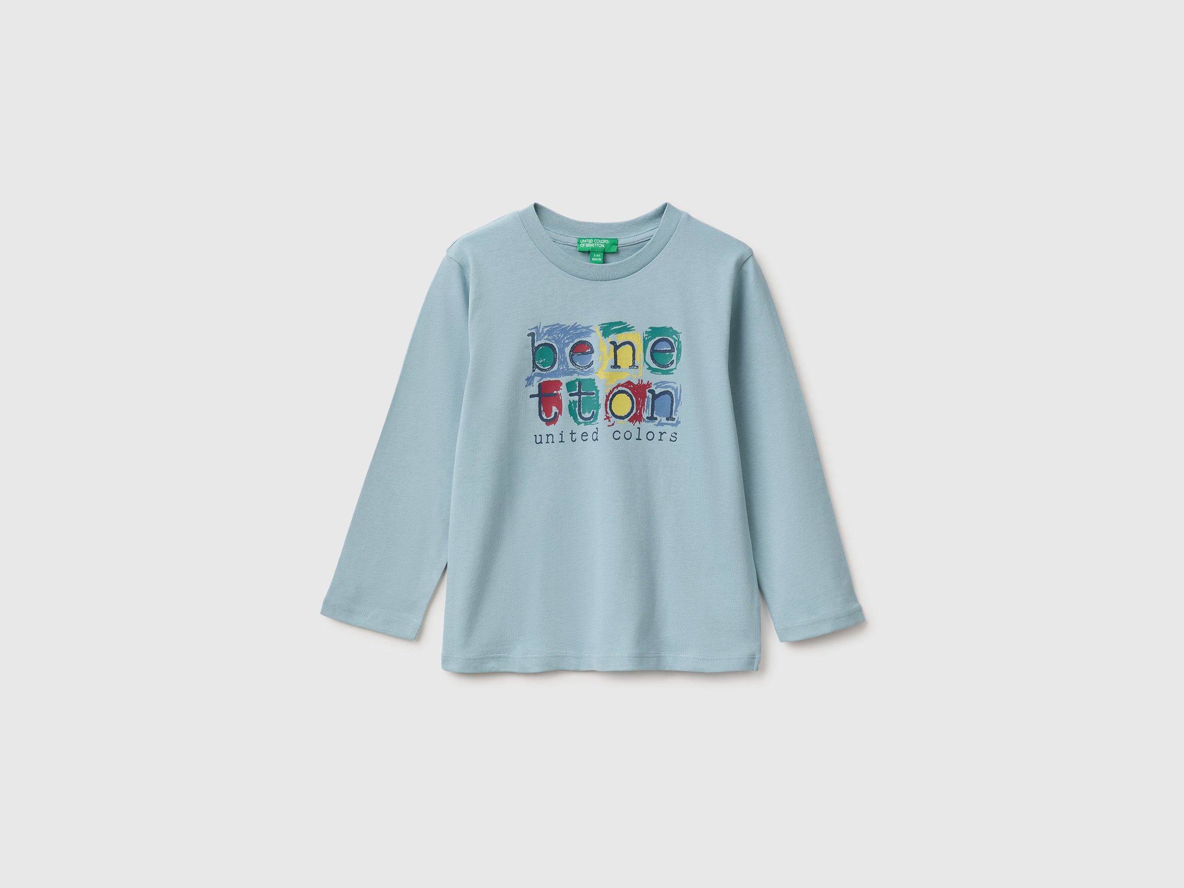 United Colors of Benetton t-shirt bimbo 104 cotone bio manica lunga