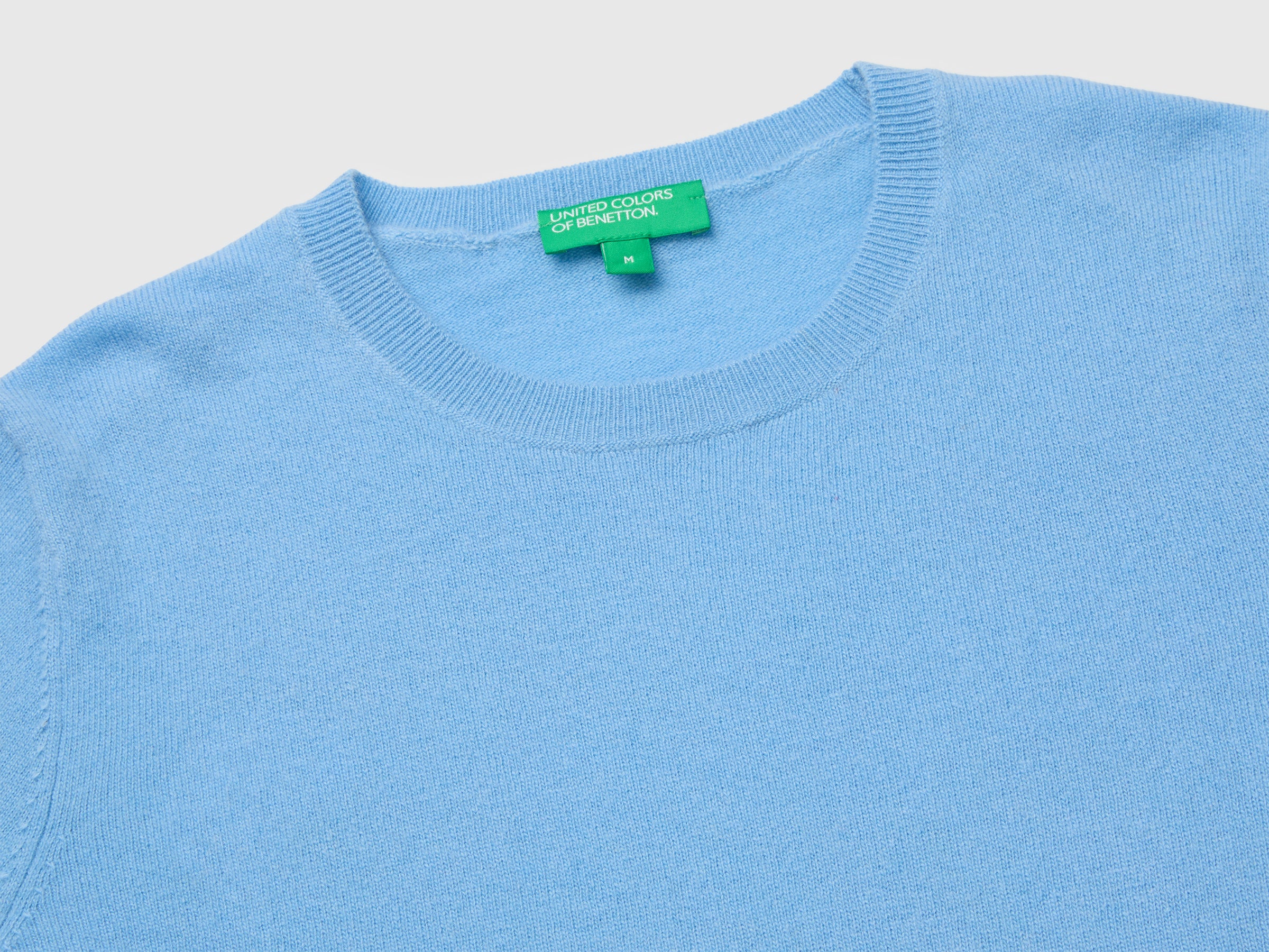 United Colors of Benetton Maglione Merino Maglia M Azzurro Lana