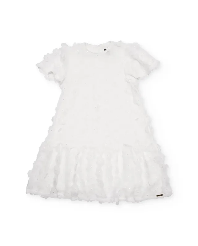 TucTuc Vestiti floreale vestito bambina bianco elegante volant