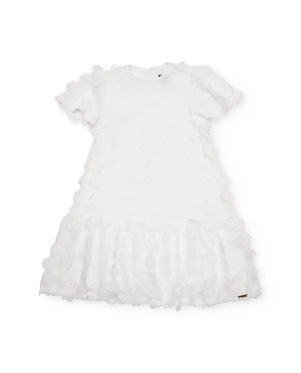 TucTuc Vestiti floreale vestito bambina bianco elegante volant
