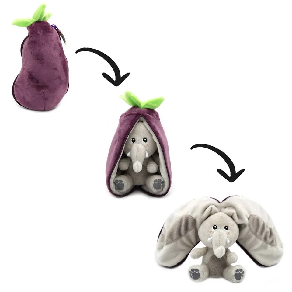 Les Déglingos Flipetz Peluche Elefante Melanzana 20 cm