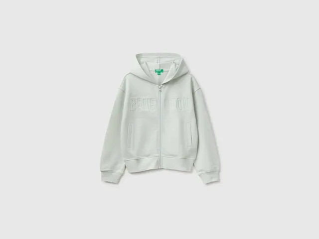 United Colors of Benetton Sweatshirts Felpa Hoodie Ricamo Cotone Zip
