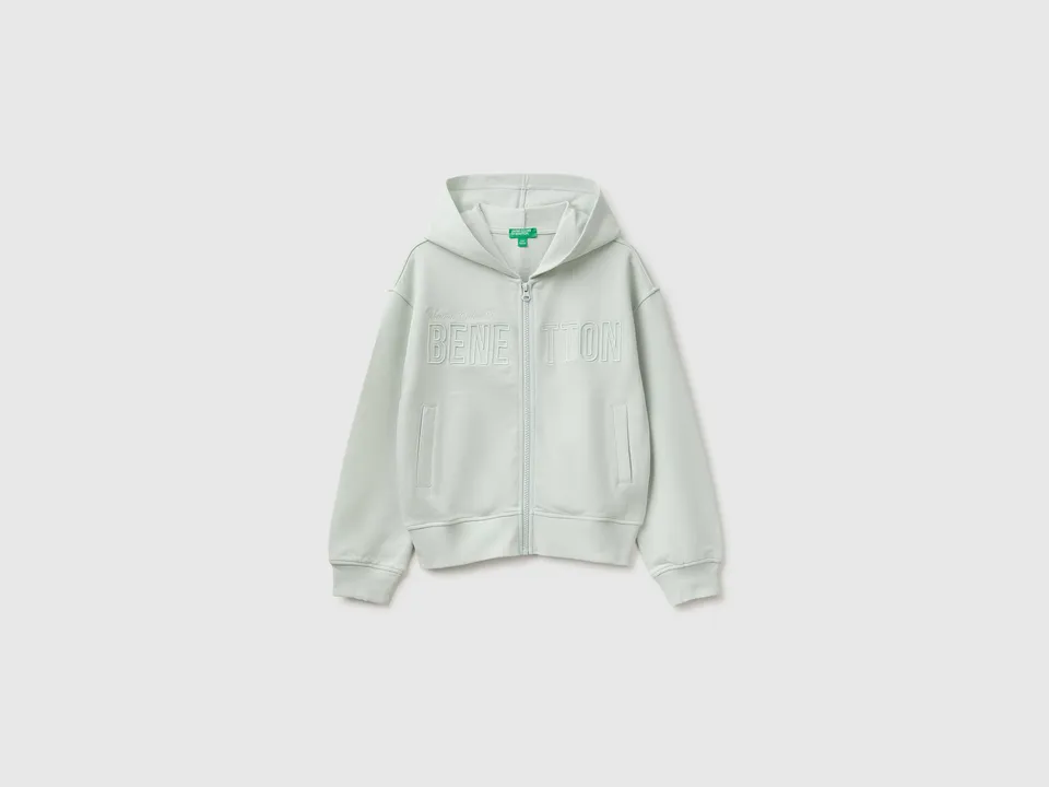 United Colors of Benetton Sweatshirts Felpa Hoodie Ricamo Cotone Zip