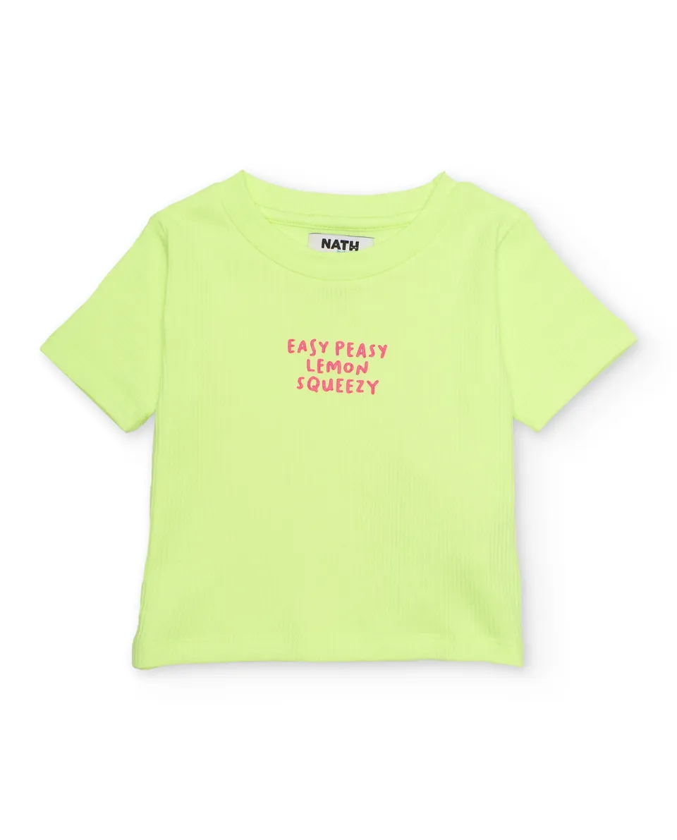TucTuc Magliette T-shirt Bambina Verde a Coste