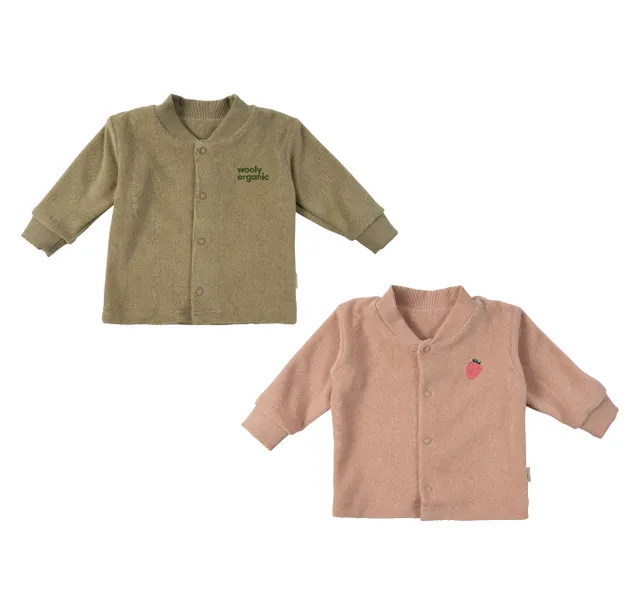 Woolly Organic Giacca neonato spugna ricamata cotone bio