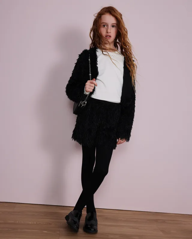 TucTuc Pantaloncini shorts bambina neri effetto piume