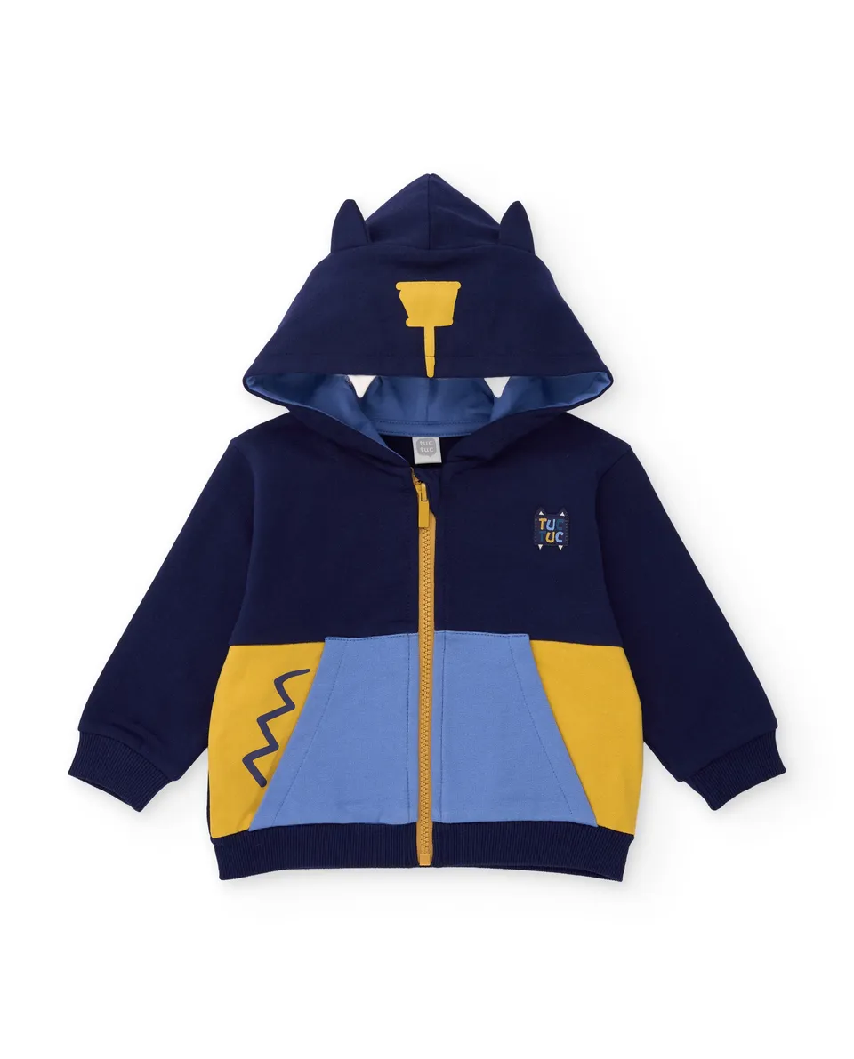 TucTuc Felpe felpa bambino blu navy cappuccio orecchie