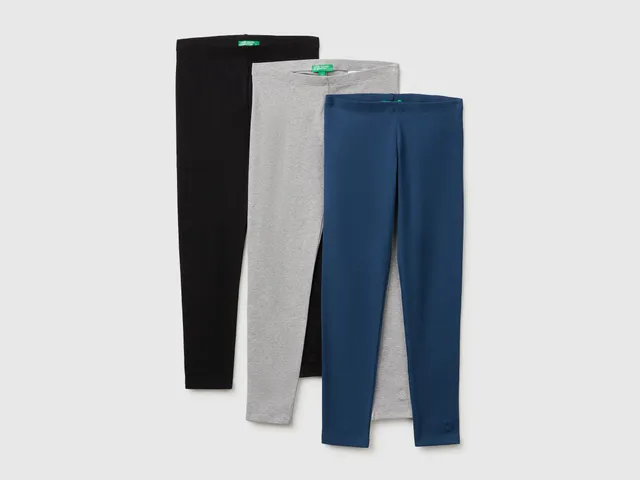 United Colors of Benetton leggings cotone stretch 3 pezzi taglia L