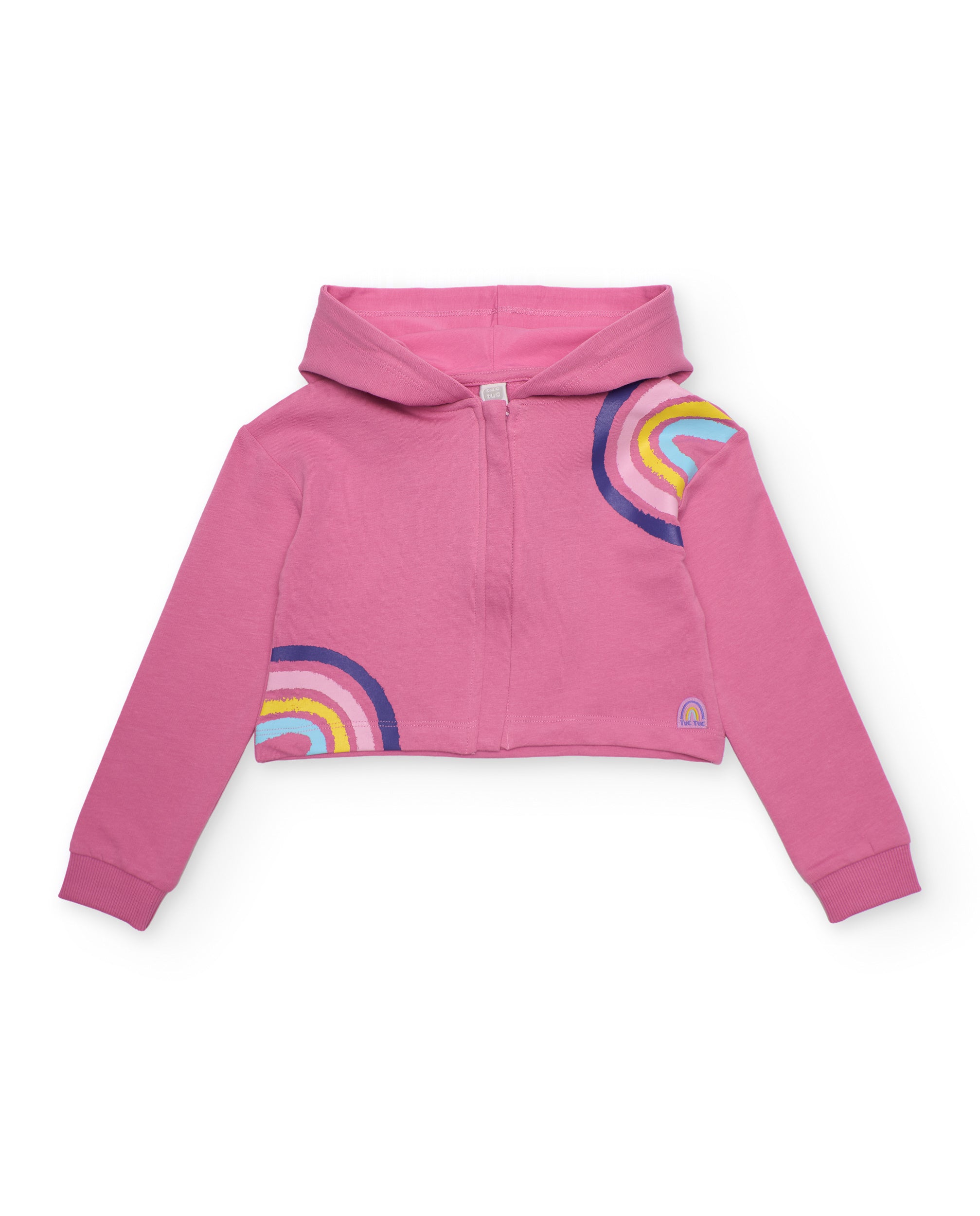 TucTuc Felpe Felpa Bambina Corta Rosa Arcobaleno