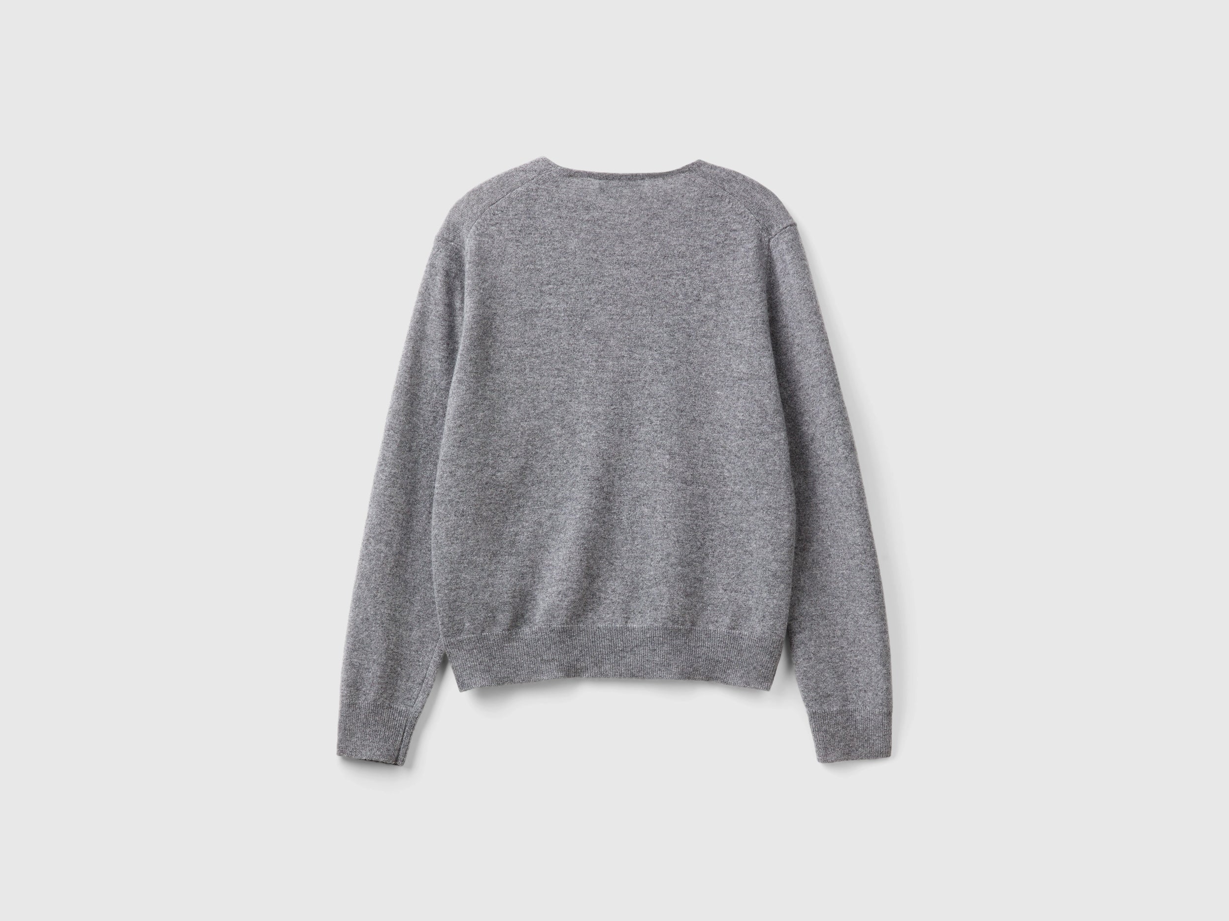 United Colors of Benetton Maglione Scollo V Lana Merino Grigio