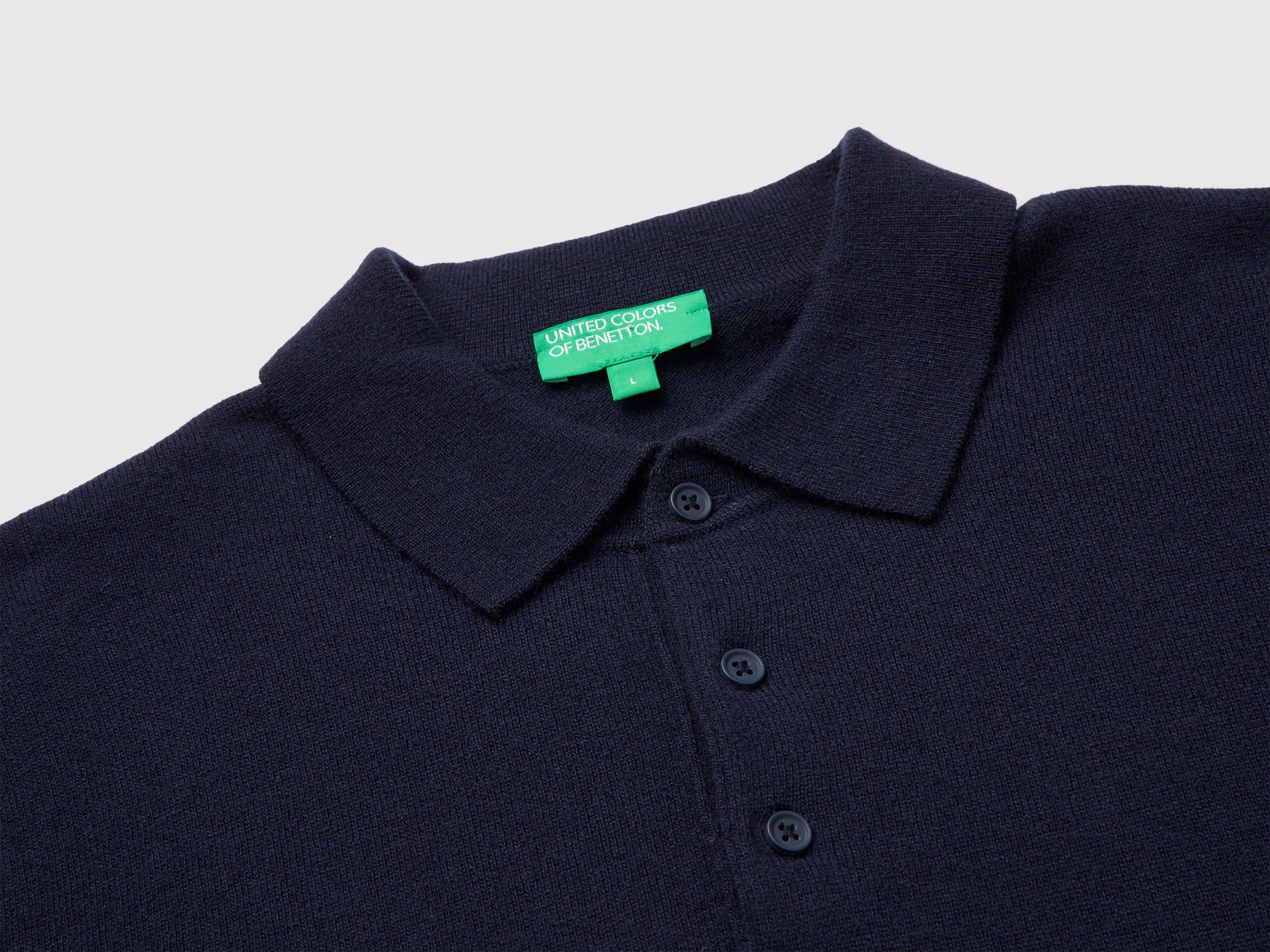United Colors of Benetton Polo Lana Merino Blu Notte M