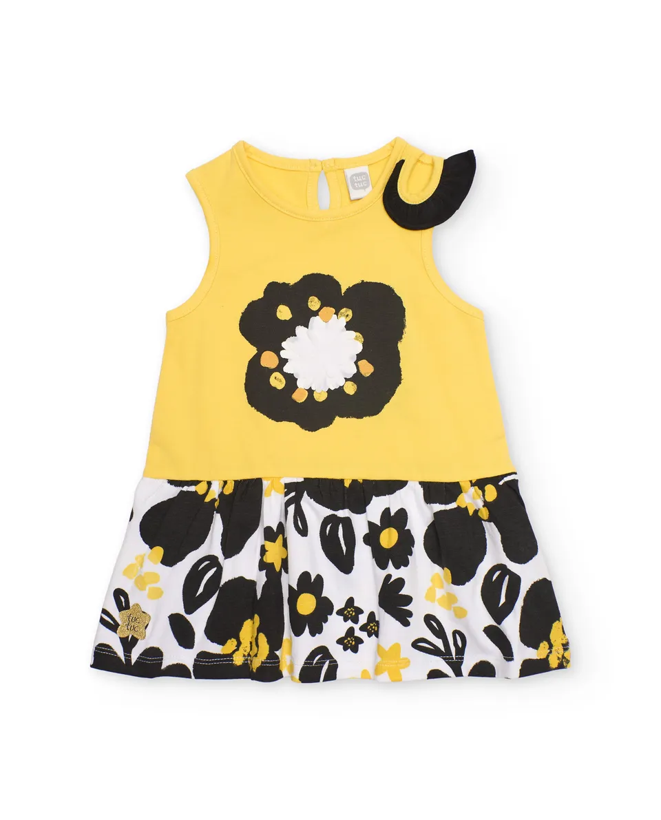 TucTuc Vestiti Vestito maglia bimba giallo floreale