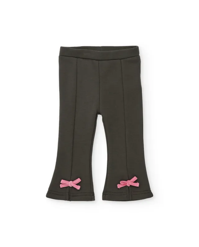 TucTuc Pantaloni bimba grigio felpa fiocchi elastici