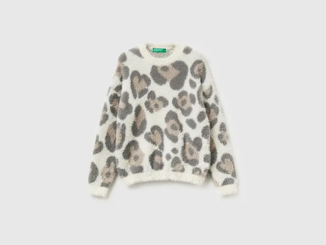United Colors of Benetton Maglione Bimba Animalier Taglia 104