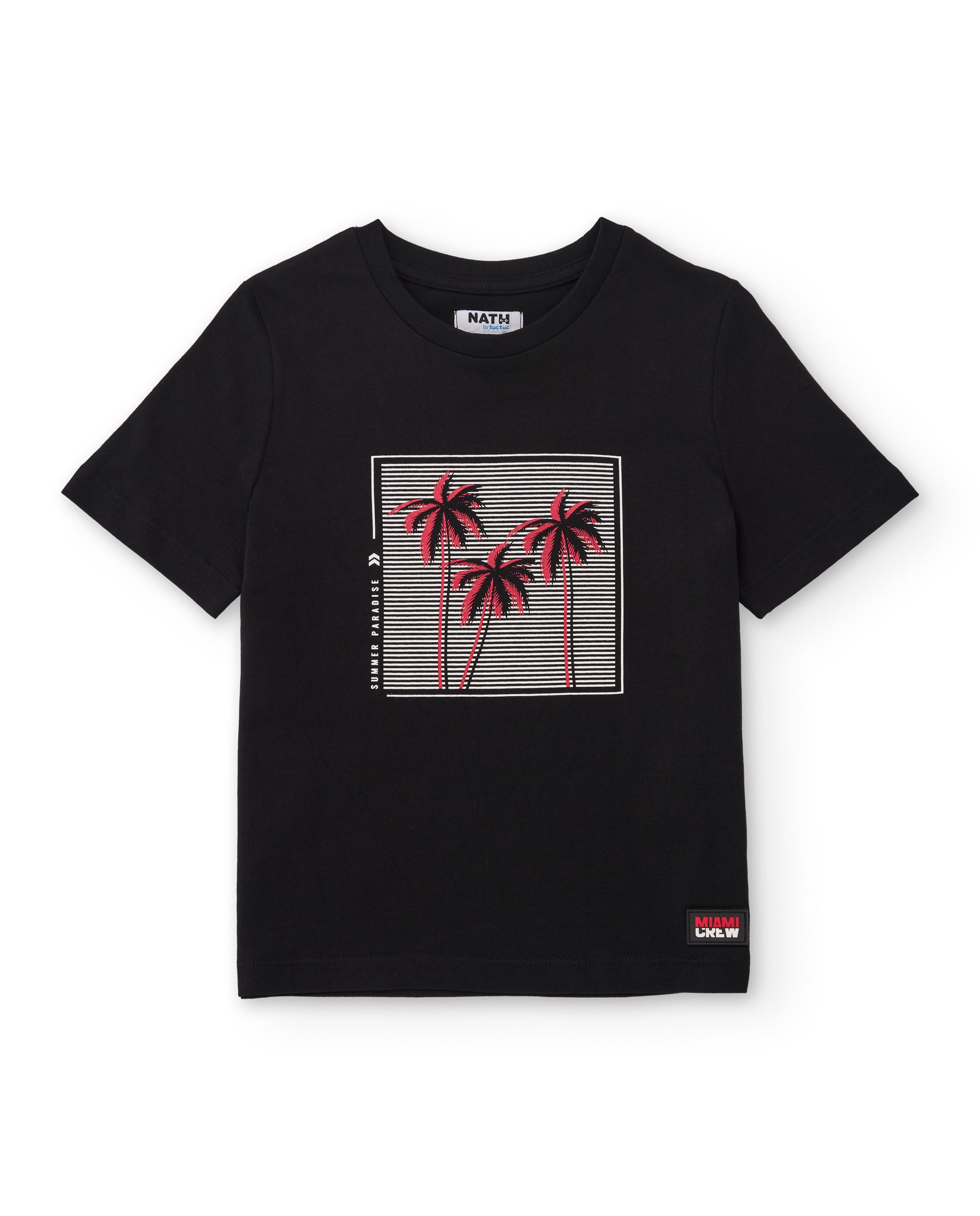 TucTuc Magliette T-Shirt Bimbo Nero Stampa Palme Cotone