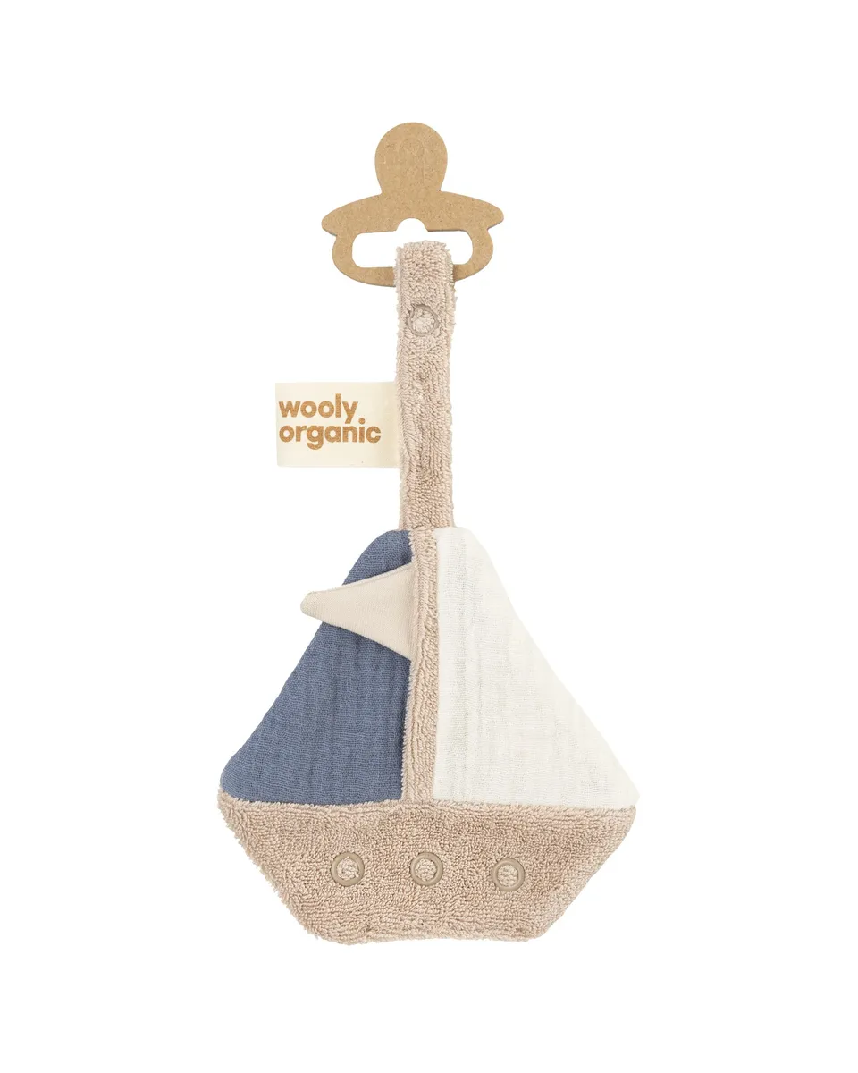 Woolly Organic Baby Bibs Pacifier Holder Boat SS27 portaciuccio