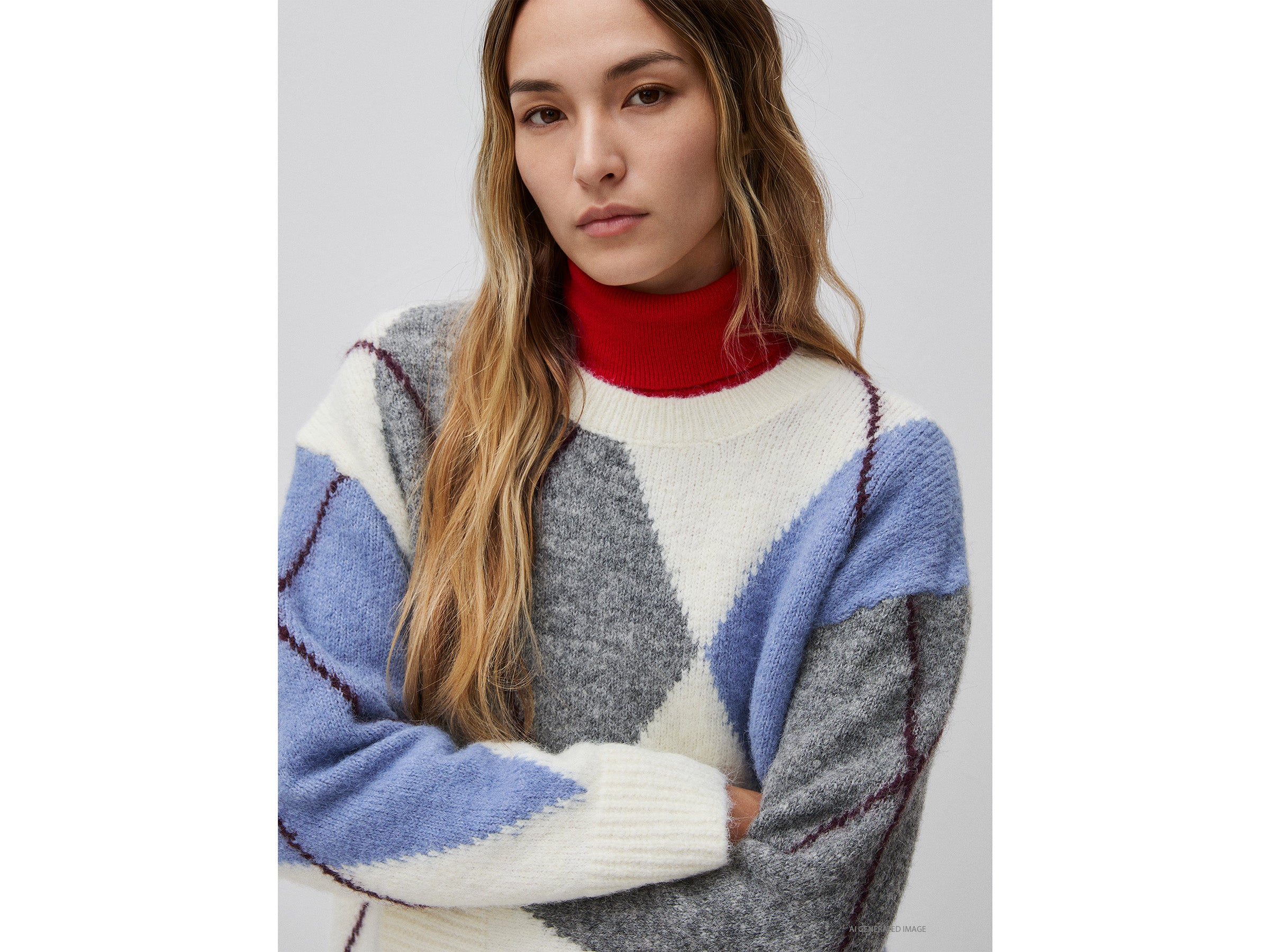 United Colors of Benetton maglione lana rombi oversize scollo tondo