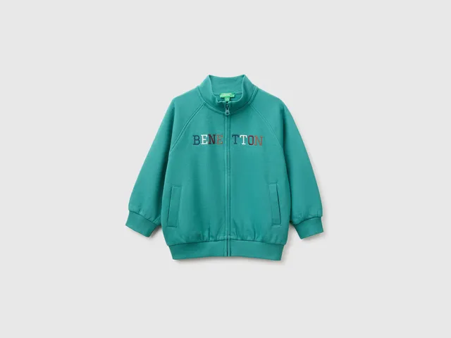 United Colors of Benetton Sweatshirts felpa zip logo 82 cotone bio