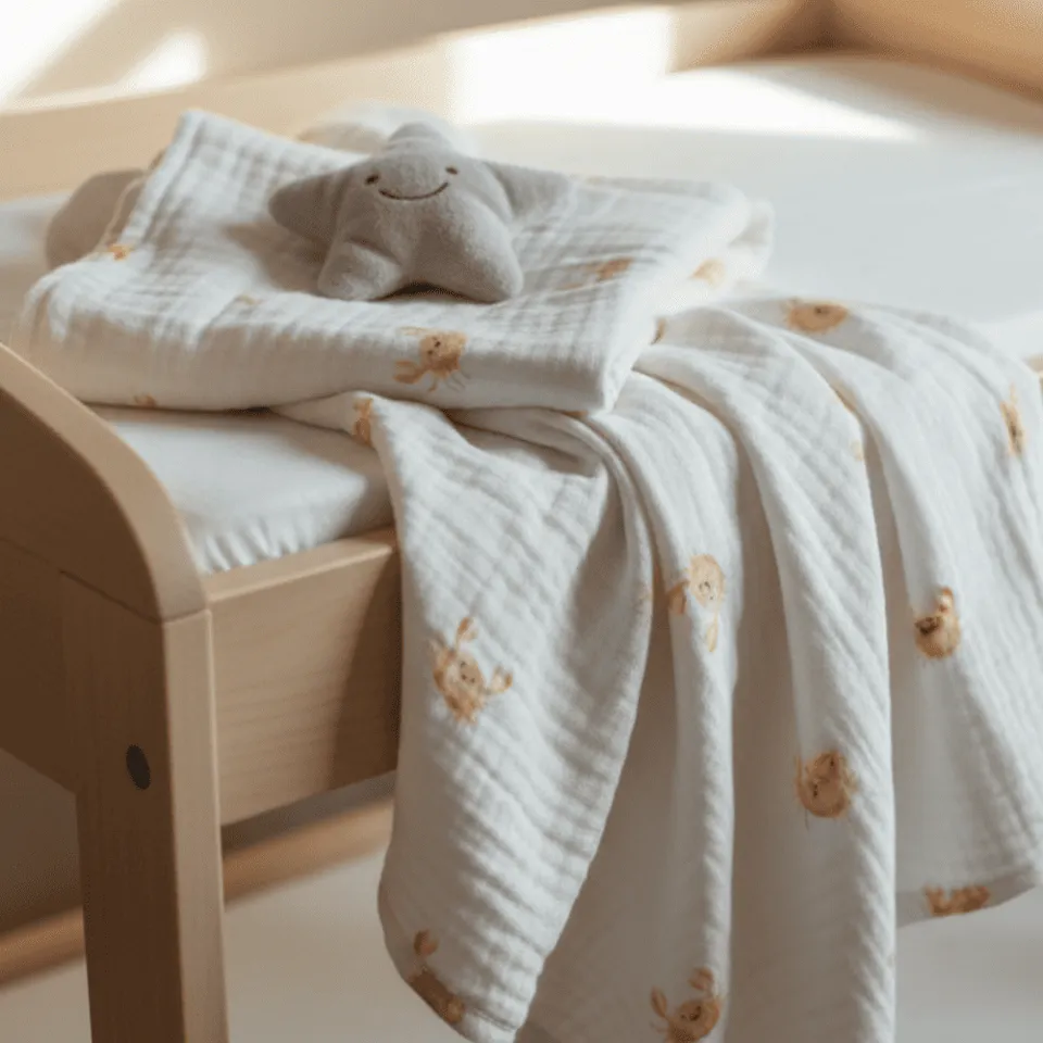 Petite Citrouille Crabes mussola neonato cotone 60x60 granchi
