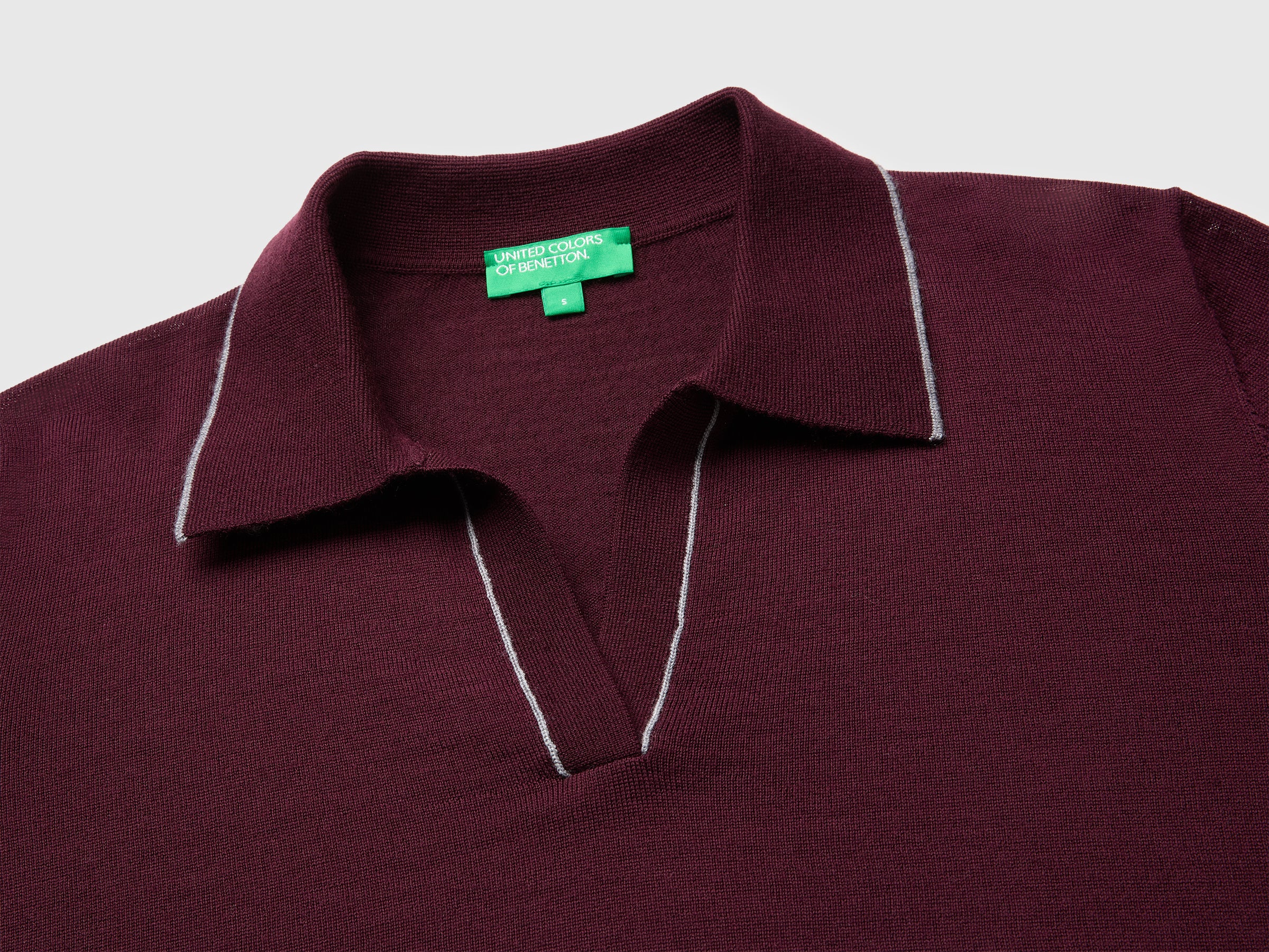 Benetton Sweaters maglione polo lana merino scollo V taglia M
