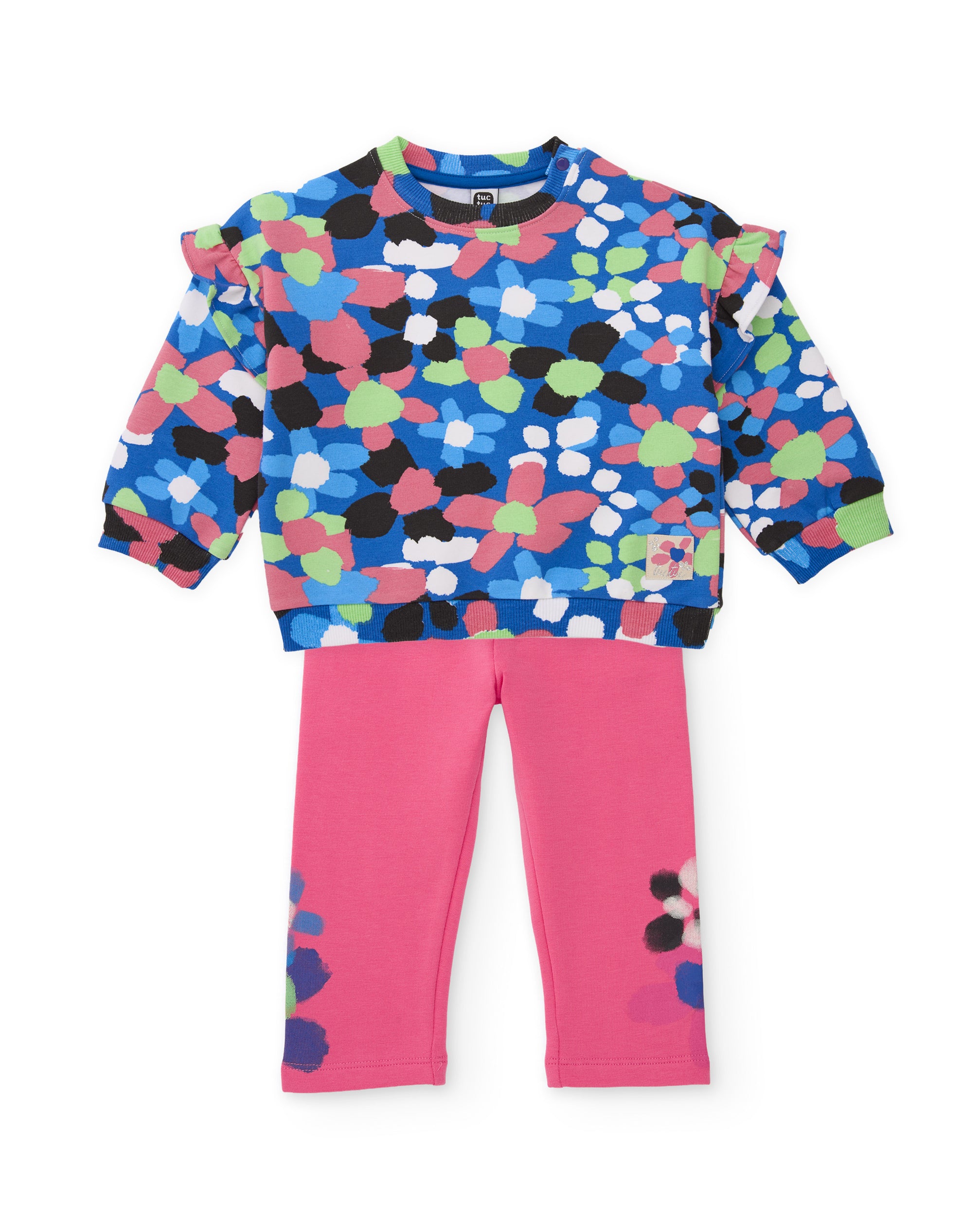 TucTuc Completi tuta bimba felpa fiori blu