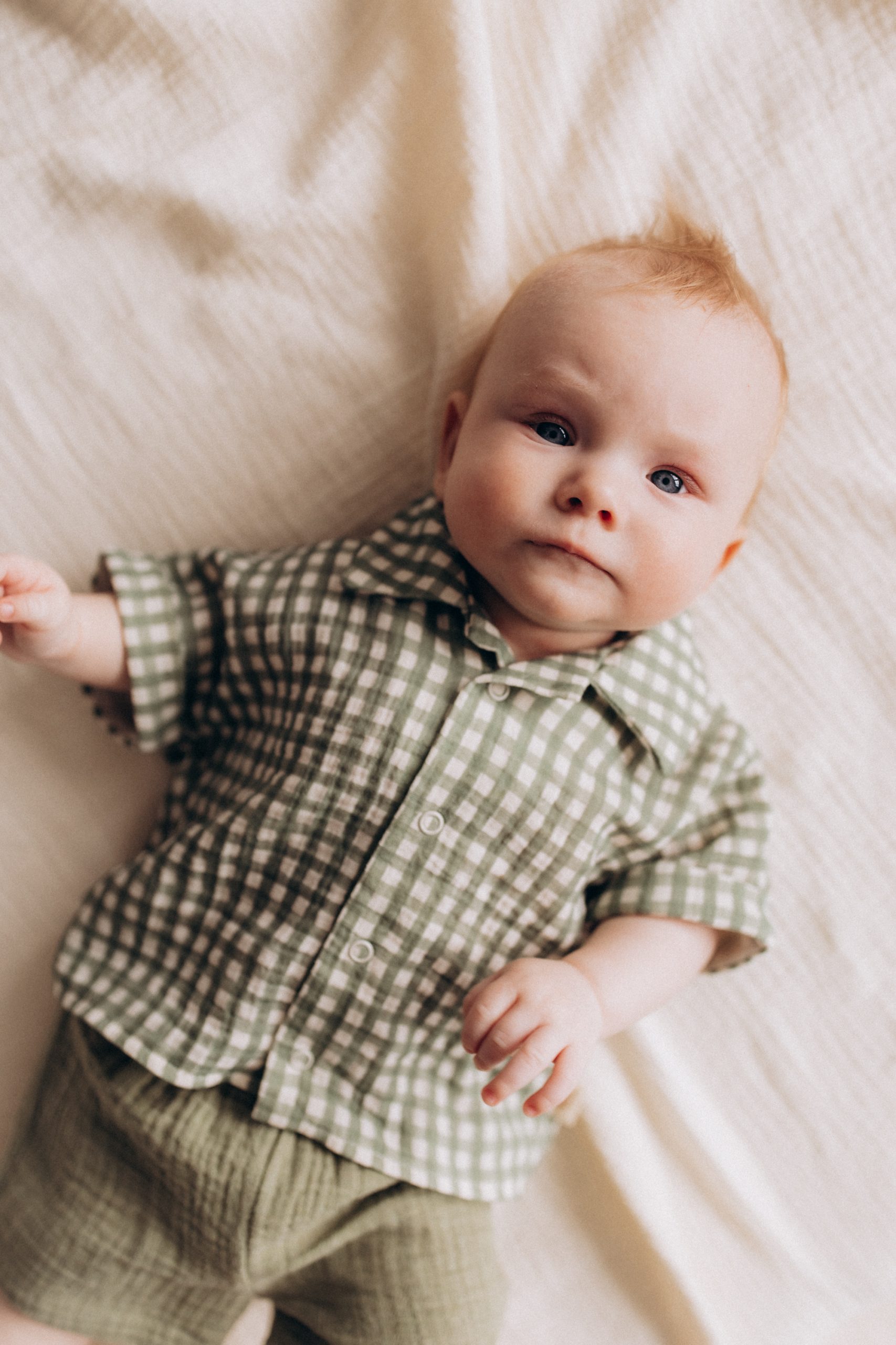 Woolly Organic Baby Sets camicia e shorts neonato cotone verde salvia