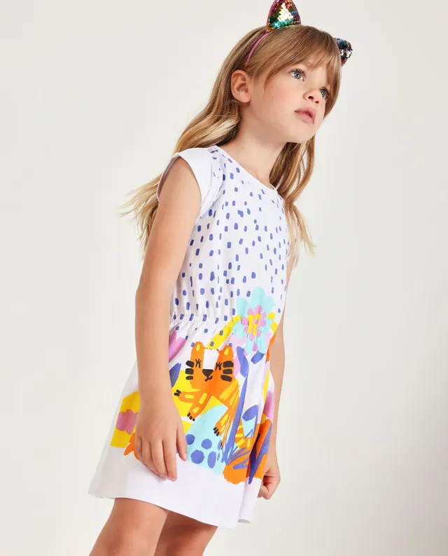 TucTuc Vestiti abitino bambina bianco stampa fiori estate