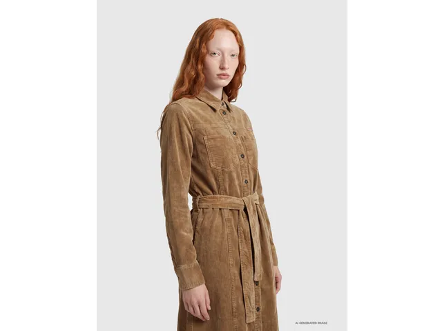 United Colors of Benetton Vestito camicia velluto coste XS