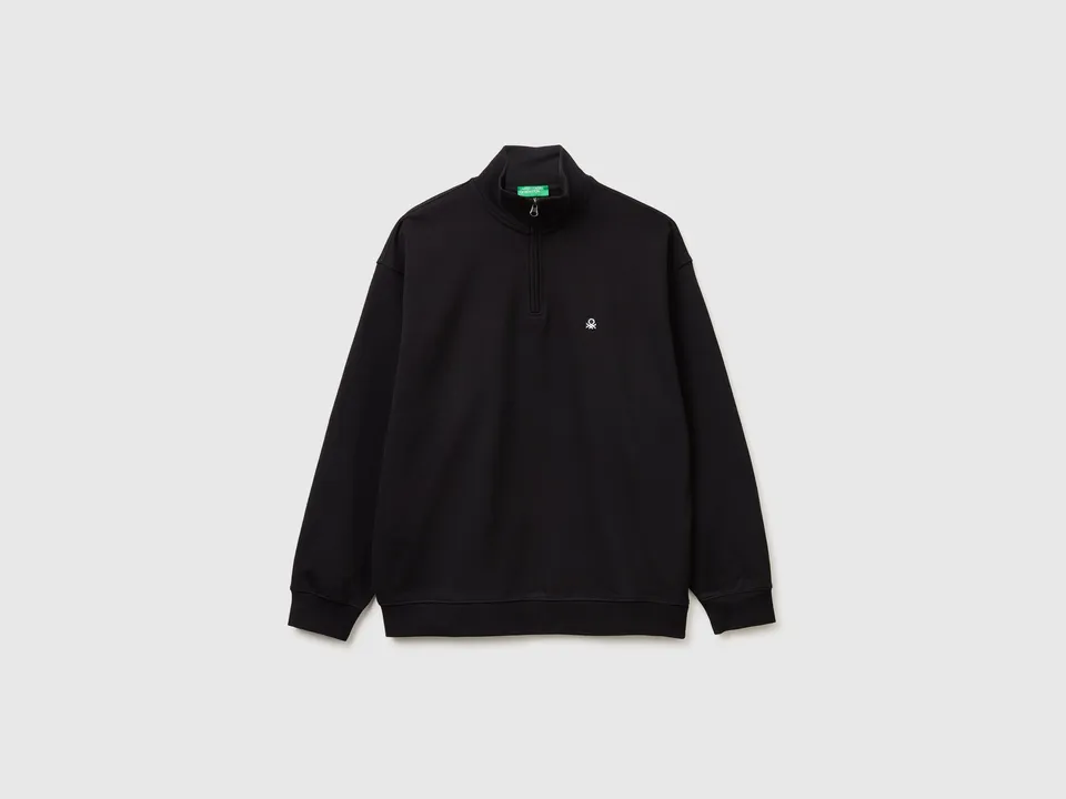 United Colors of Benetton Sweatshirts felpa mezza zip cotone bio