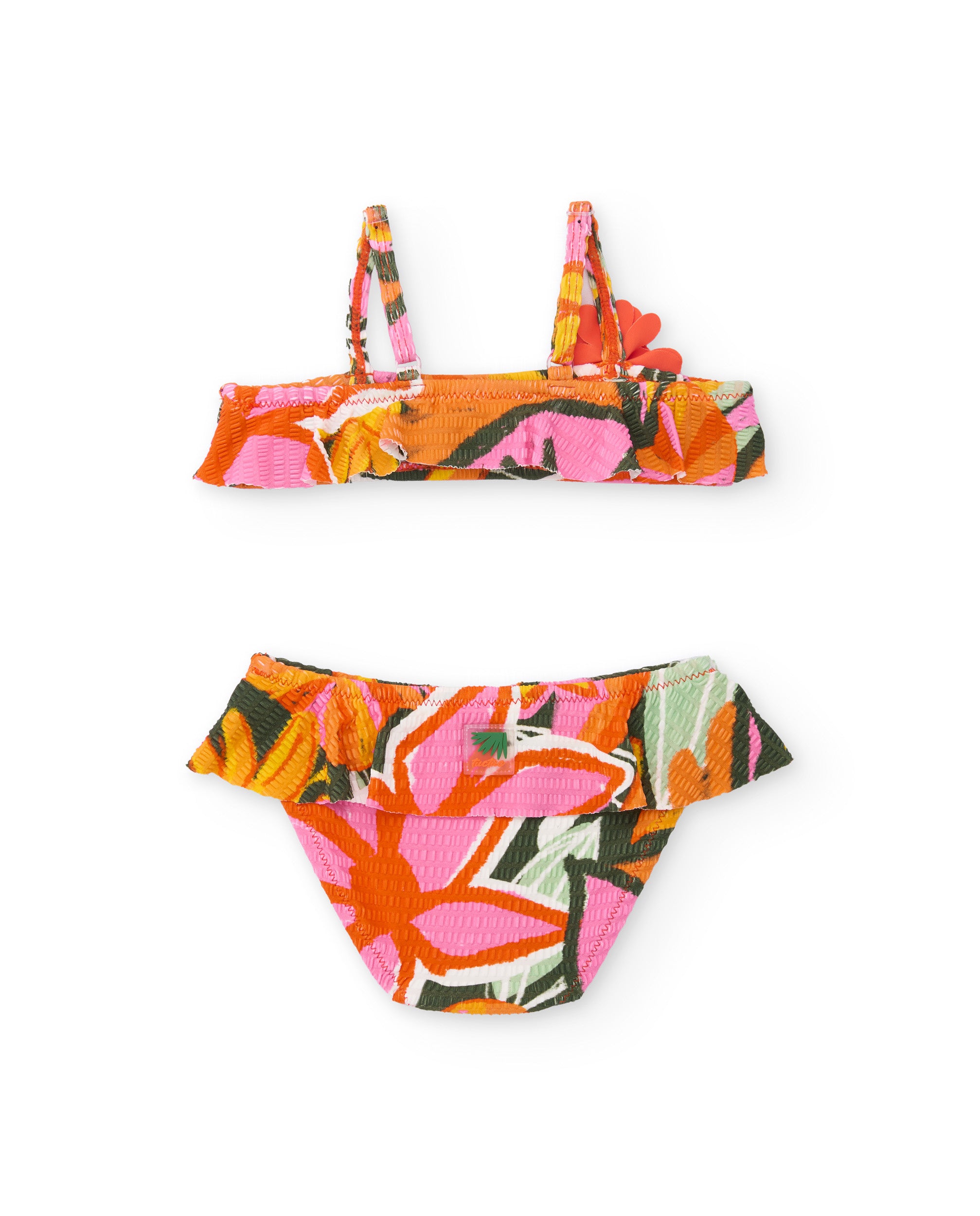 TucTuc Costumi Bikini Bambina Arancione Fiori 3D Elastico