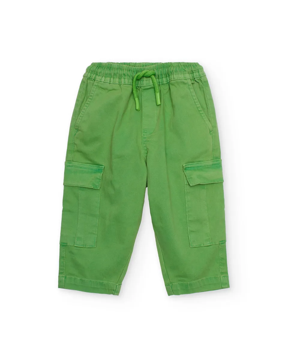 TucTuc Pantaloni Cargo Bambino Verde con Tasche ed Elastico
