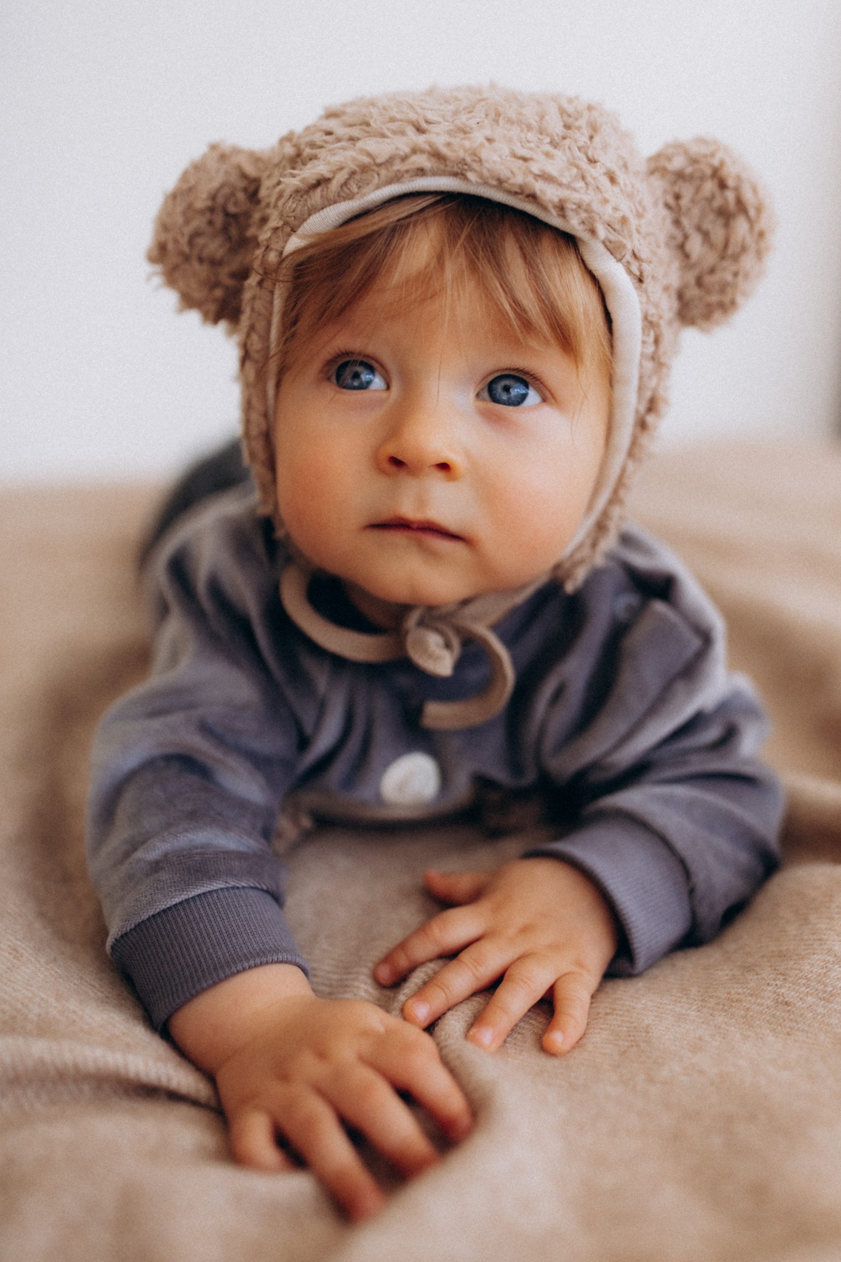 Woolly Organic Plush Hat Teddy Ears cappellino lana merino