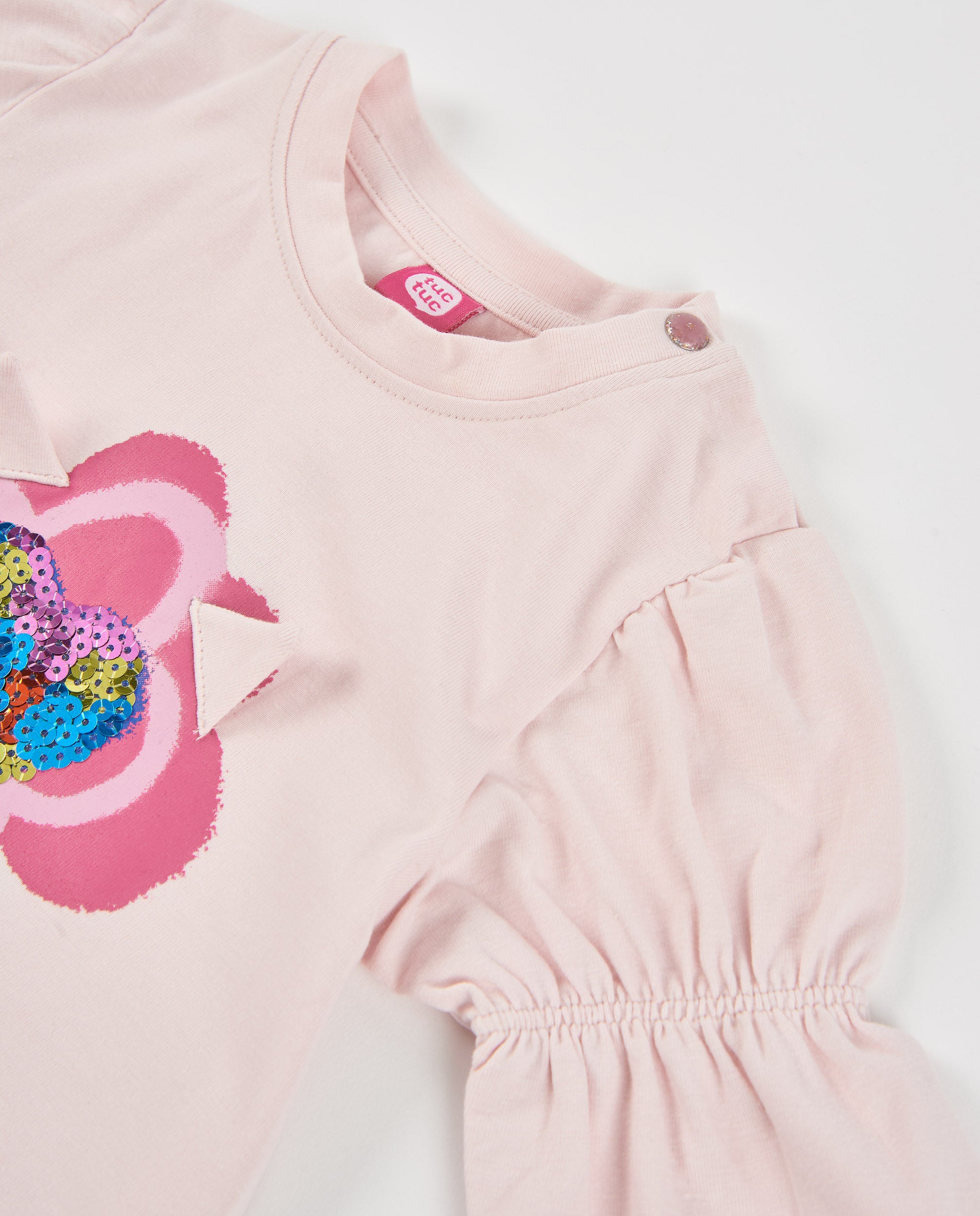 TucTuc Magliette Maglia Bimba Rosa Cuore Paillettes Jersey
