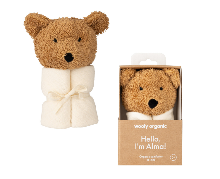 Woolly Organic Muslin doudou neonato orsetto in cotone bio