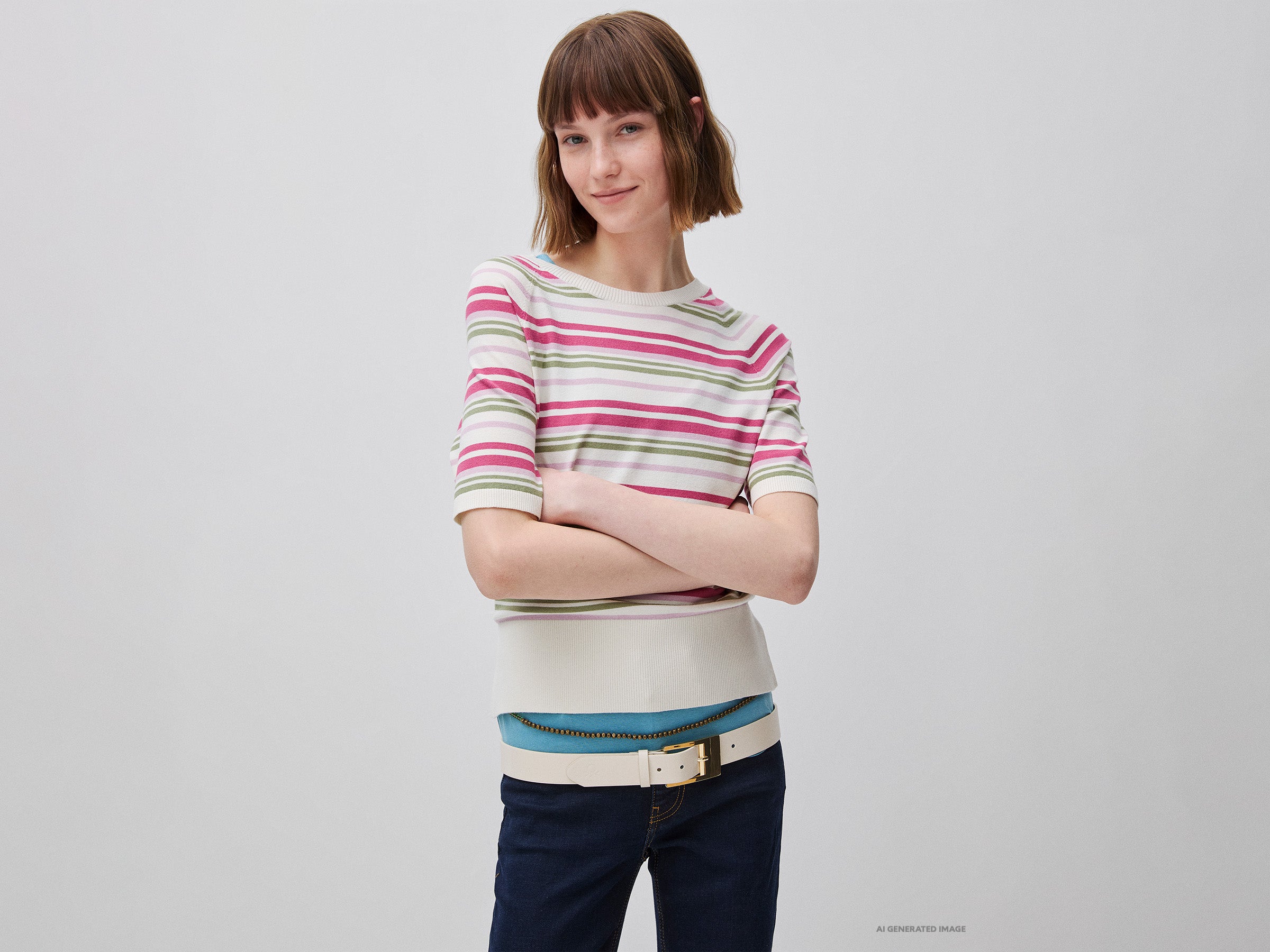 United Colors of Benetton Maglione righe manica corta viscosa