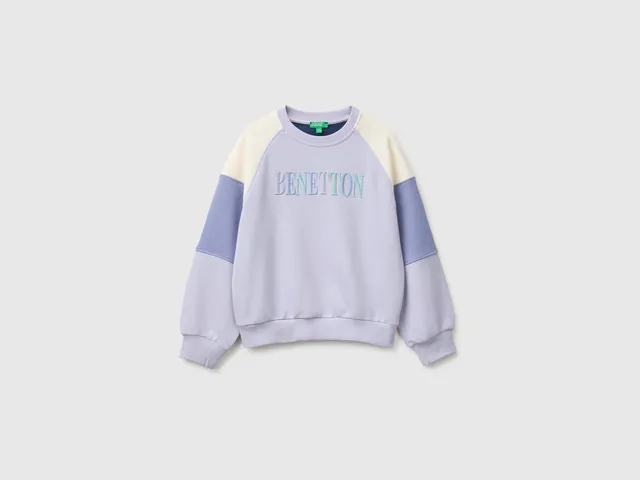 United Colors of Benetton Sweatshirts felpa cotone color block ricamo