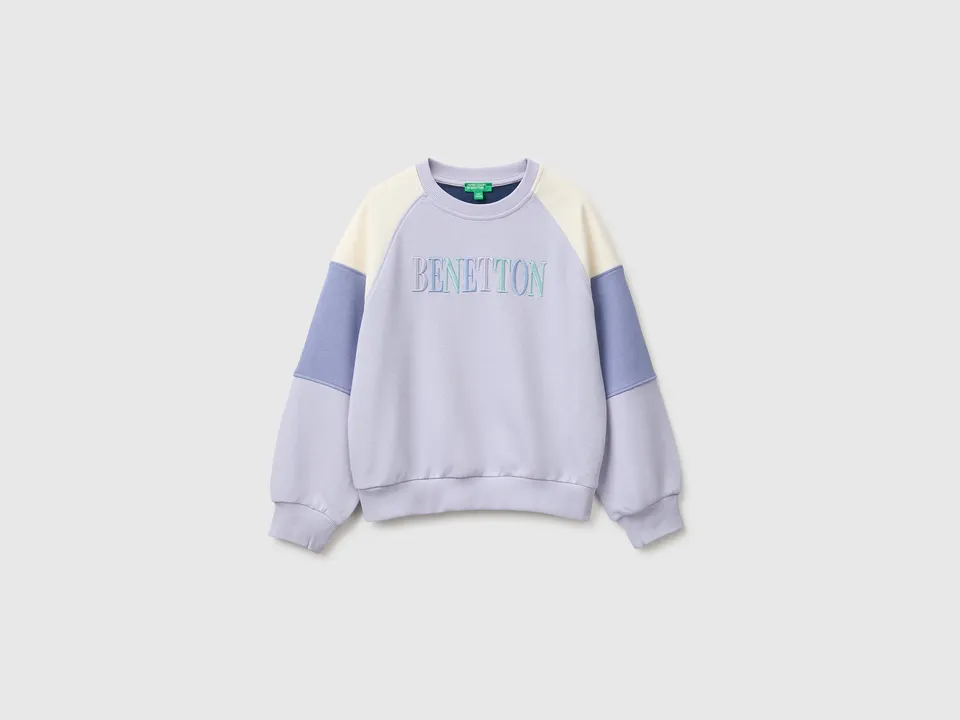 United Colors of Benetton Sweatshirts felpa cotone color block ricamo