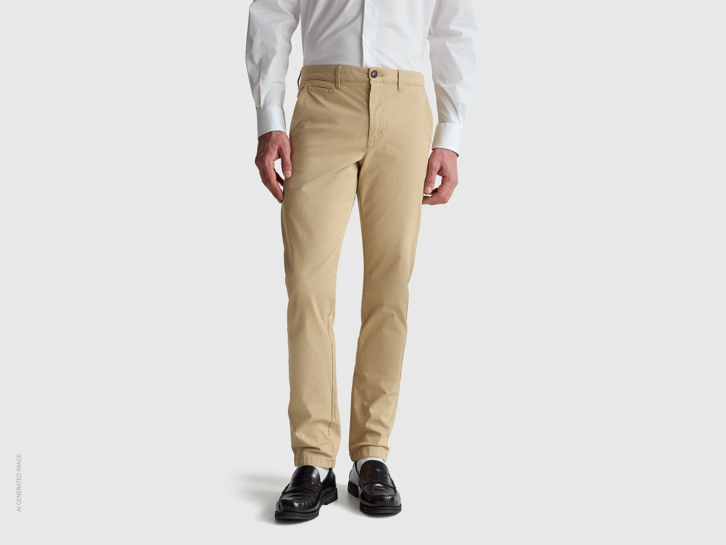 United Colors of Benetton Chino Beige Slim Pantaloni Cotone